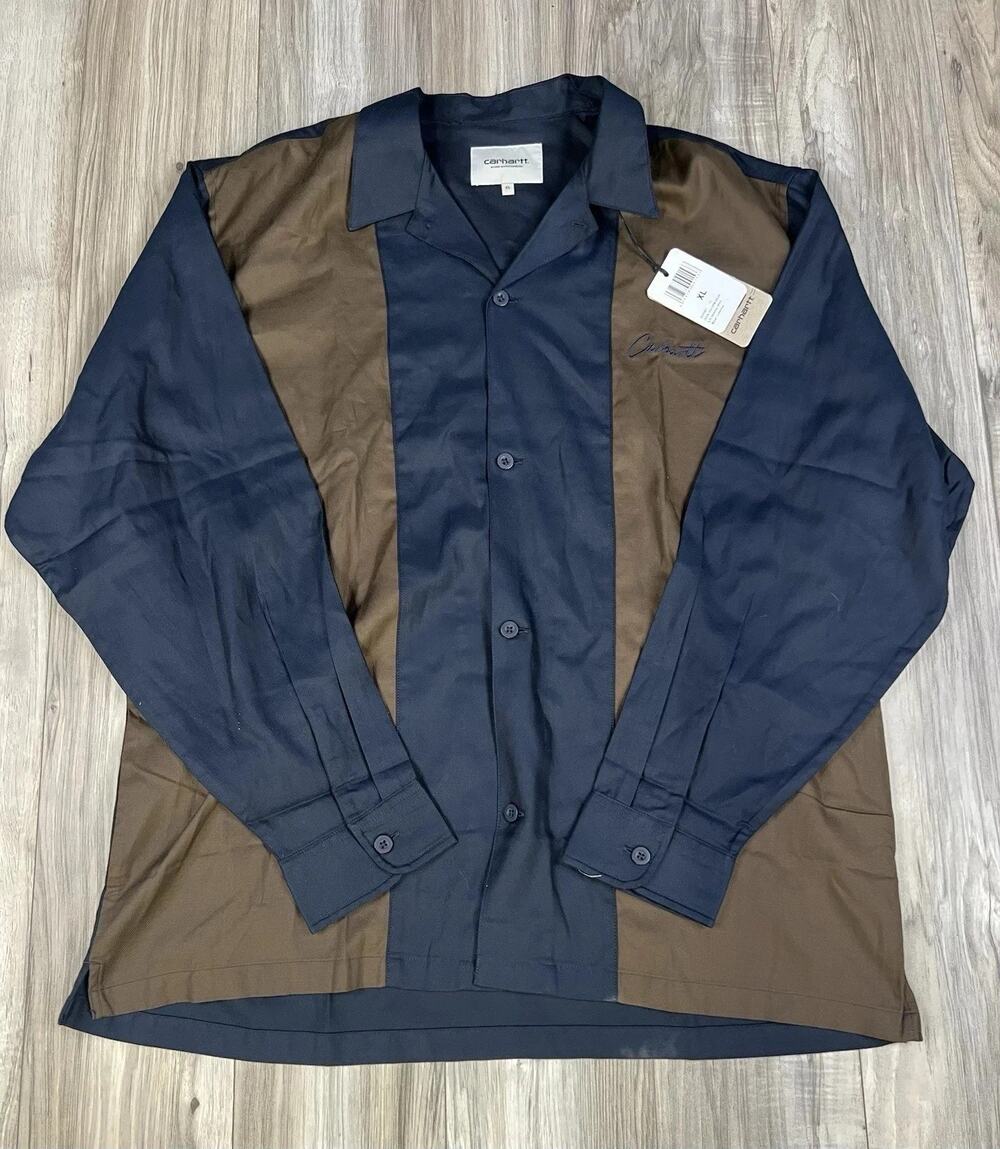 Carhartt WIP Delaney Stripe Shirt Mizar Liberica Long Sleeve Mens Size XL NEW